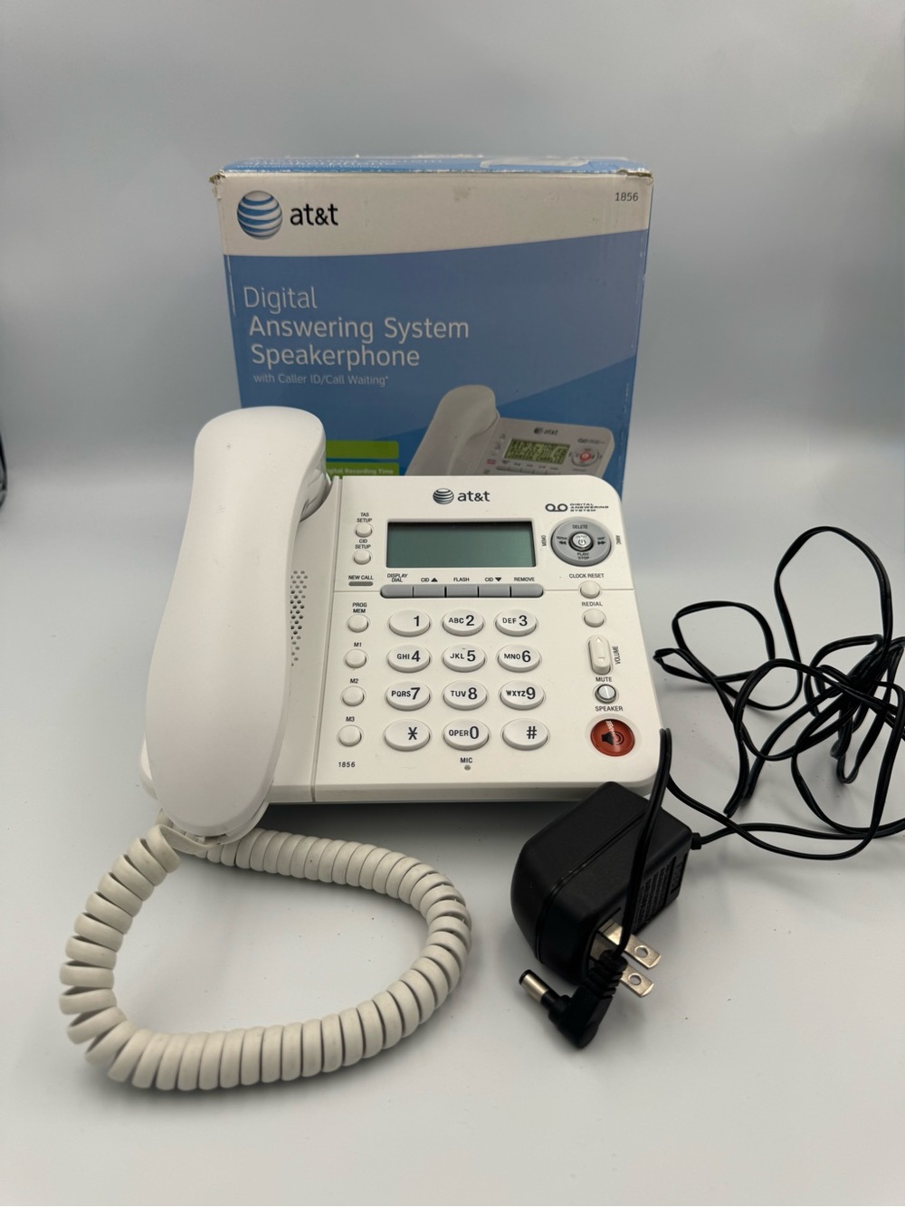 AT&T 1856 Corded Speakerphone Caller ID Answering System Tested w/ Box Adapter